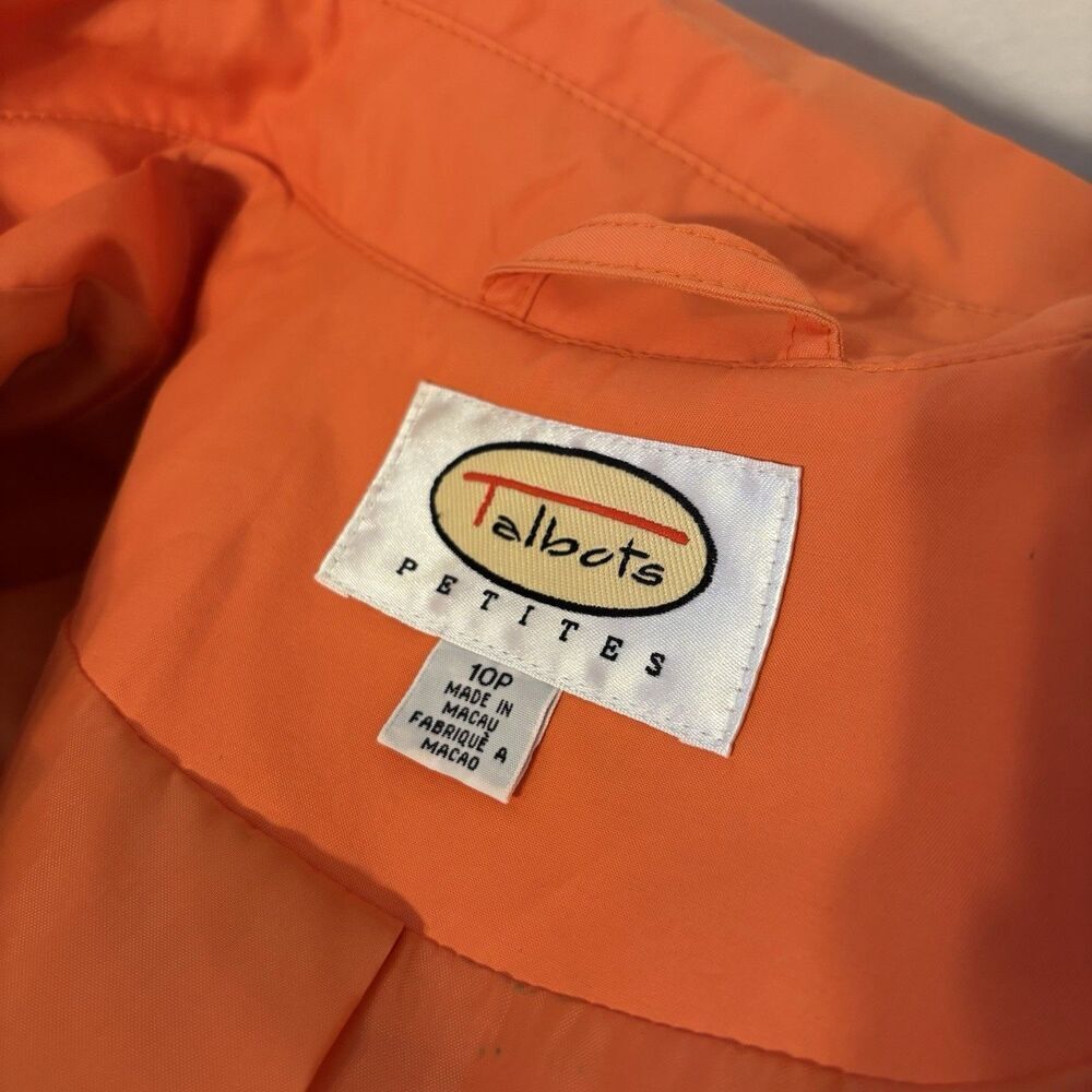 VTG Talbots Orange Trench Coat Jacket Rain Coat Womens Size 10P Lined Belt - Picture 13 of 13